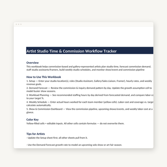 Artist Scheduling Template preview image