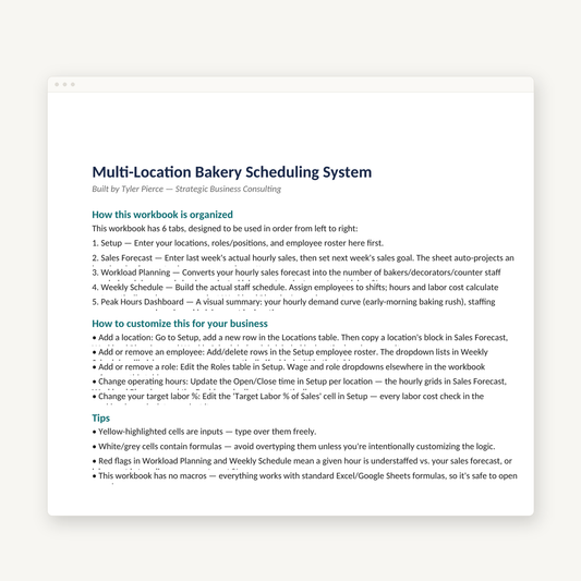 Bakery Scheduling Template preview image
