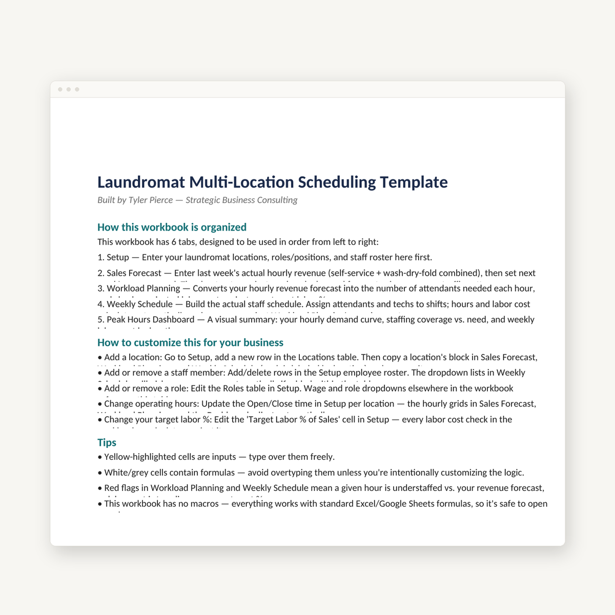 Laundromat Scheduling Template preview image