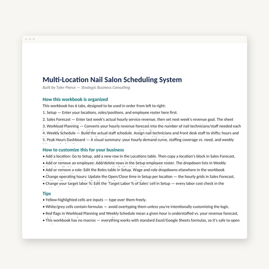 Nail Salon Scheduling Template preview image