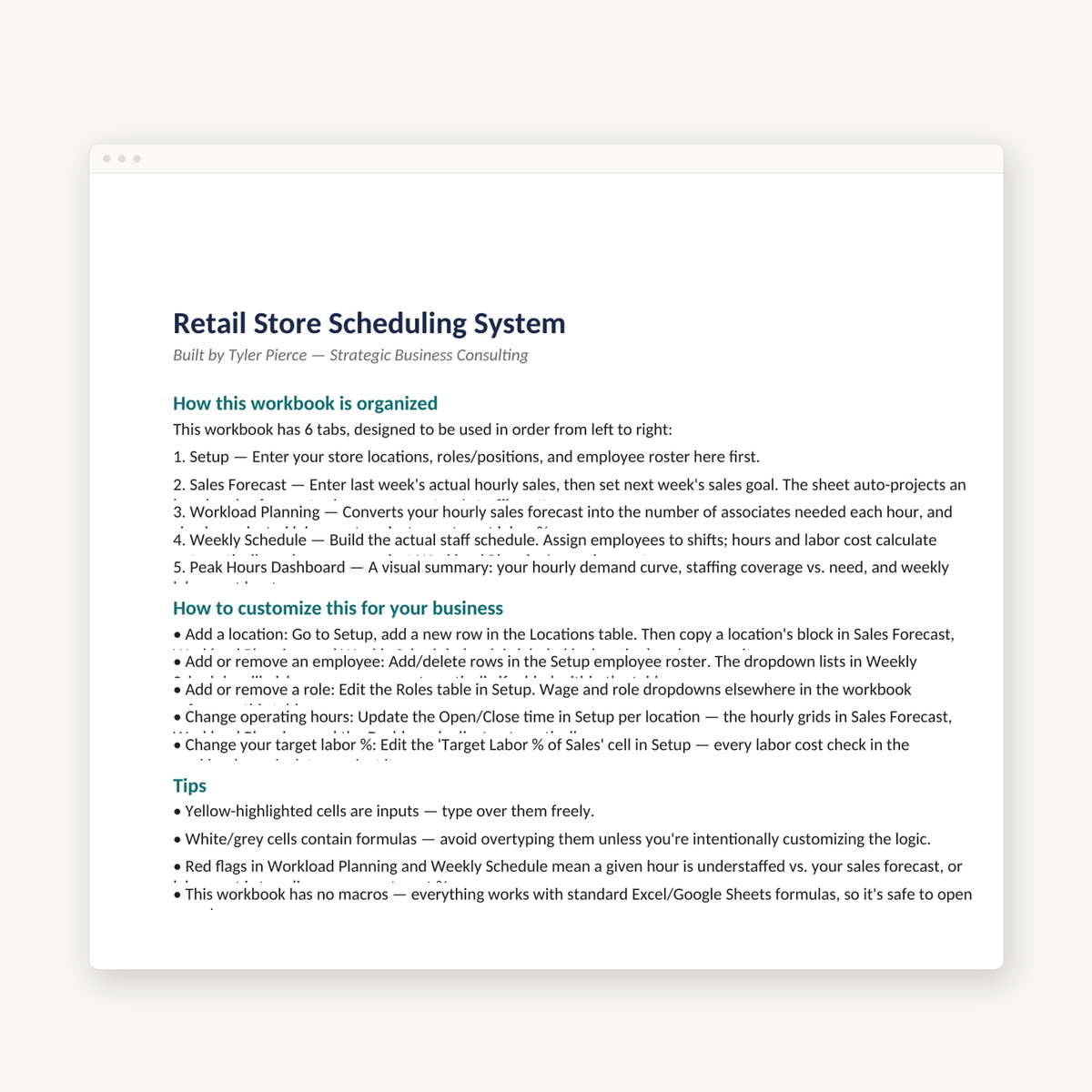Retail Scheduling Template preview image