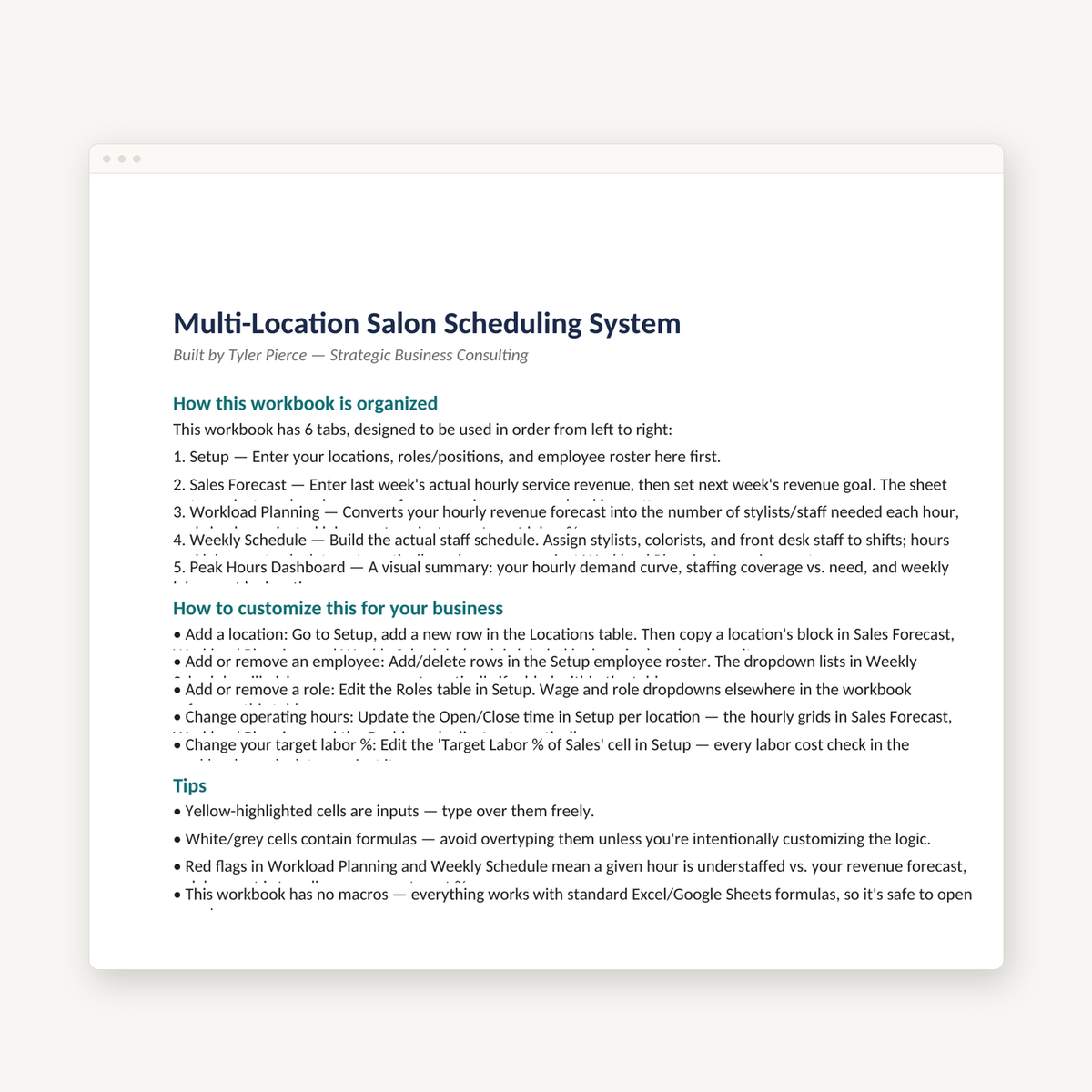 Salon Scheduling Template preview image