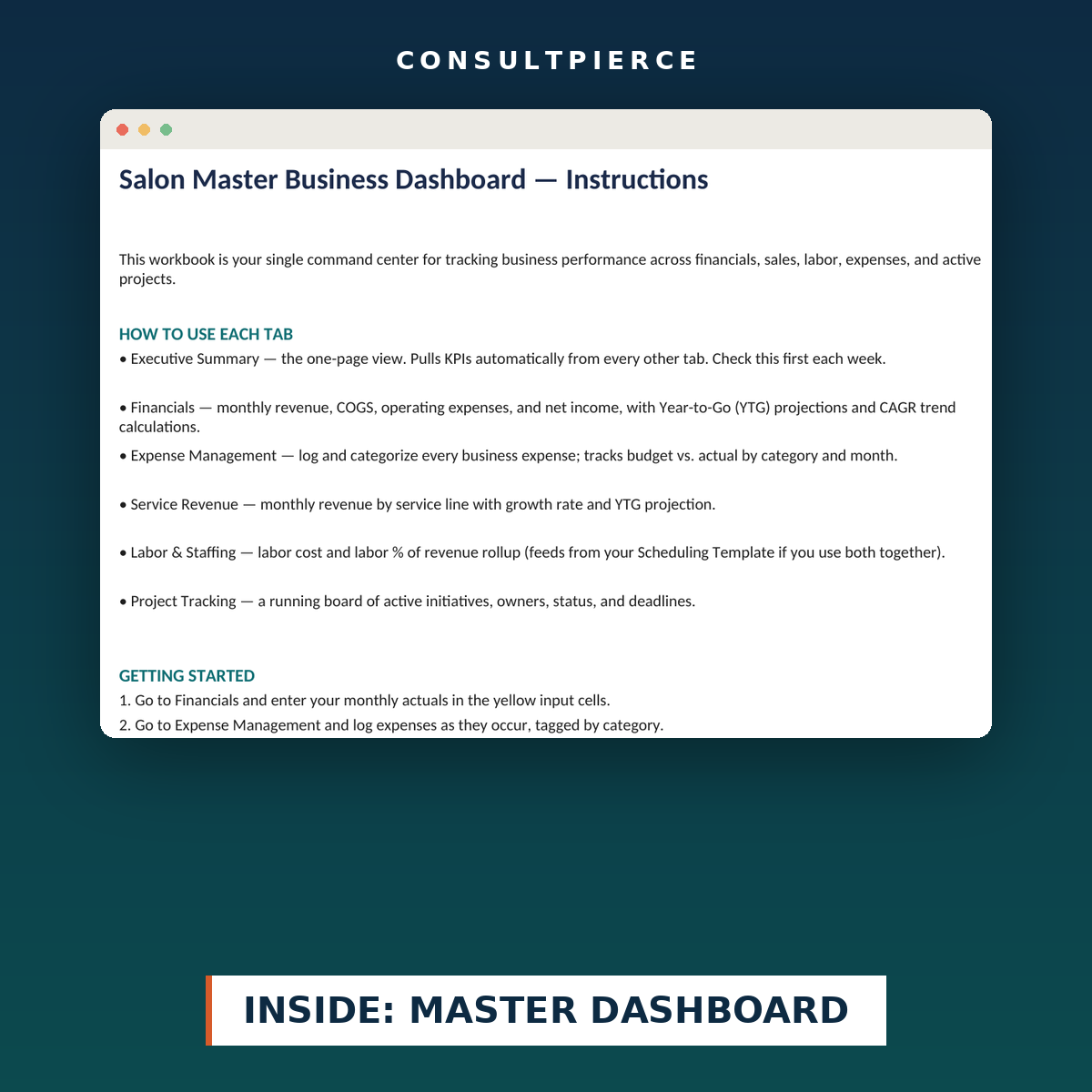 Salon Starter Kit Bundle - Master Dashboard preview
